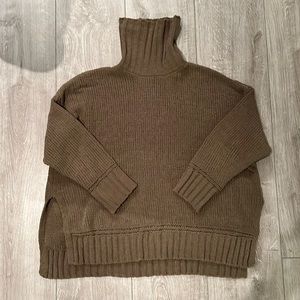 Aerie Olive Green High low Mock Neck Sweater Size L